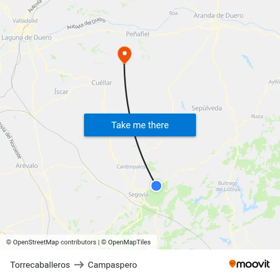 Torrecaballeros to Campaspero map