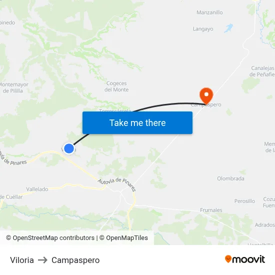 Viloria to Campaspero map