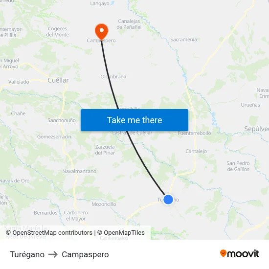 Turégano to Campaspero map