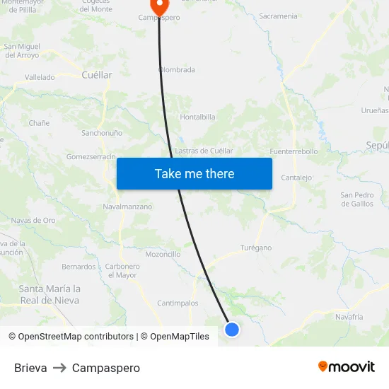 Brieva to Campaspero map