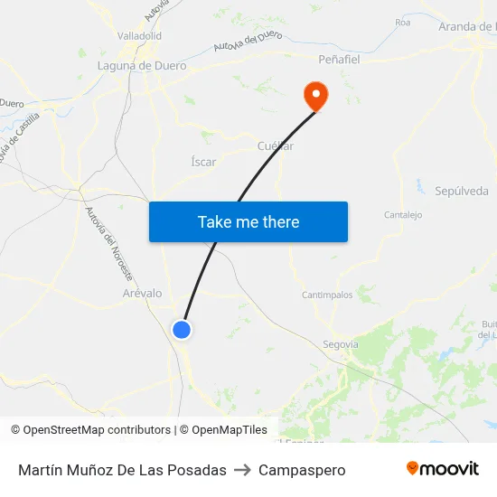 Martín Muñoz De Las Posadas to Campaspero map