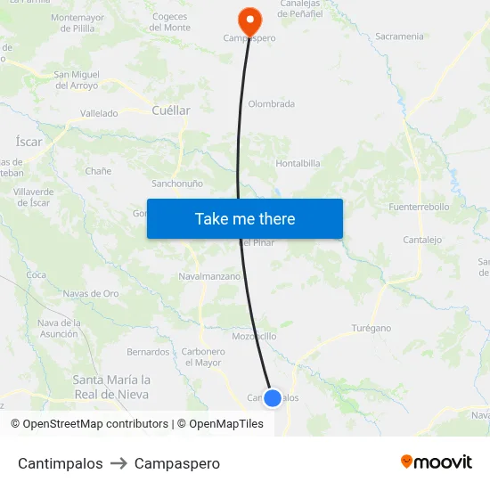 Cantimpalos to Campaspero map