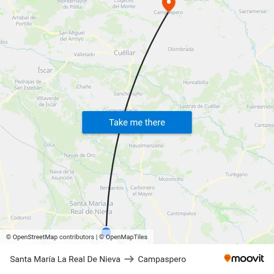 Santa María La Real De Nieva to Campaspero map