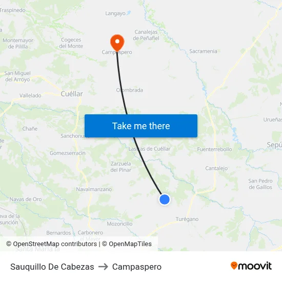 Sauquillo De Cabezas to Campaspero map