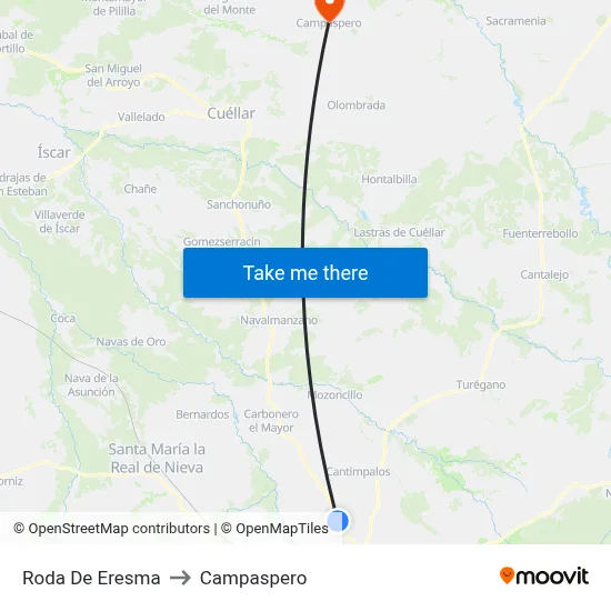 Roda De Eresma to Campaspero map