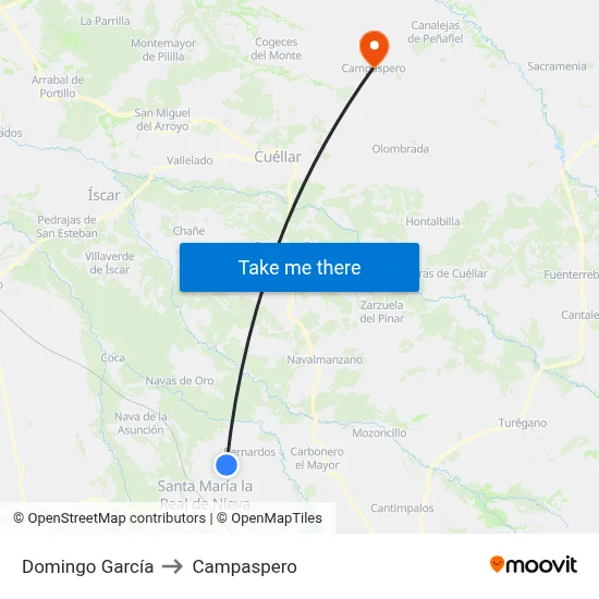 Domingo García to Campaspero map
