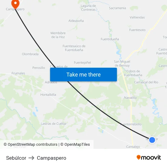 Sebúlcor to Campaspero map