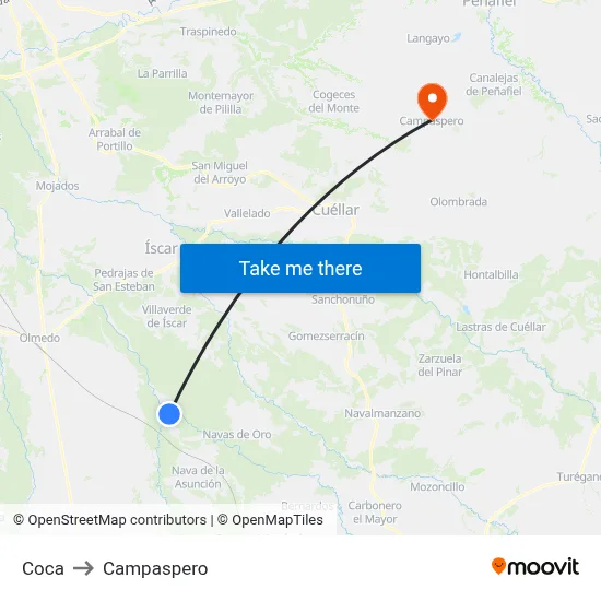 Coca to Campaspero map
