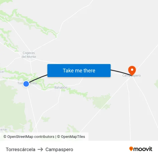 Torrescárcela to Campaspero map