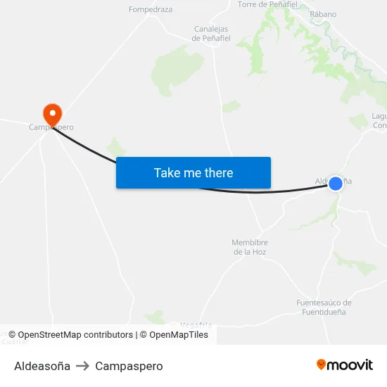 Aldeasoña to Campaspero map