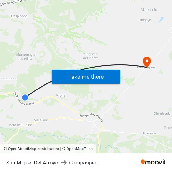 San Miguel Del Arroyo to Campaspero map