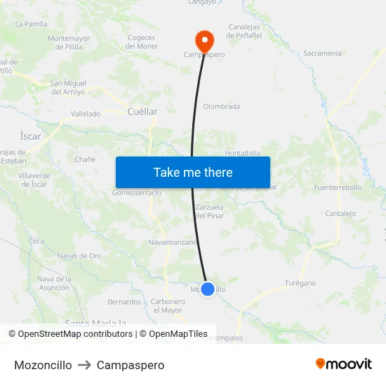 Mozoncillo to Campaspero map