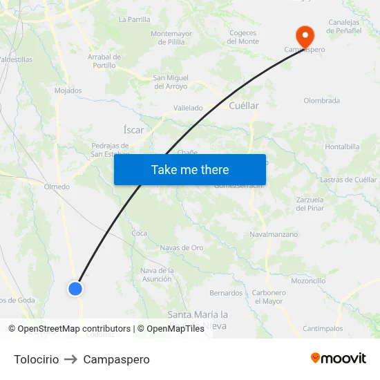 Tolocirio to Campaspero map
