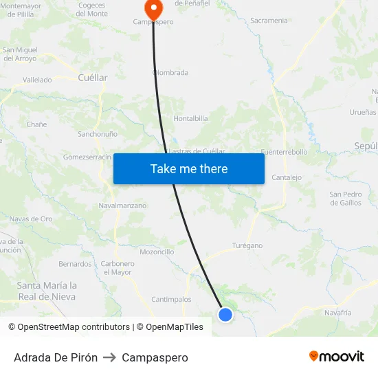 Adrada De Pirón to Campaspero map