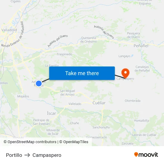 Portillo to Campaspero map