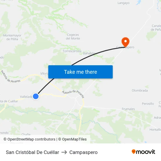 San Cristóbal De Cuéllar to Campaspero map