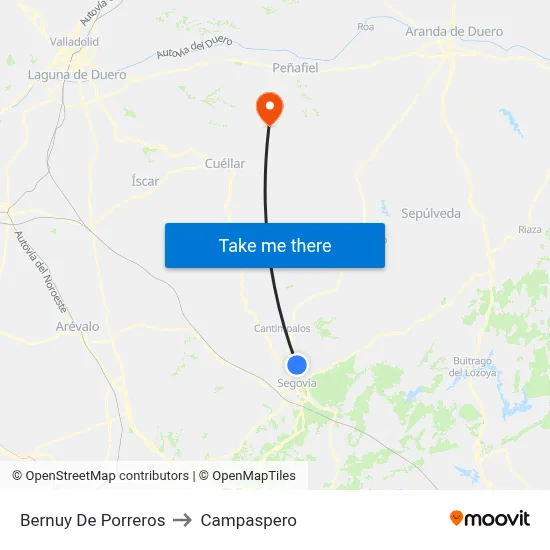 Bernuy De Porreros to Campaspero map