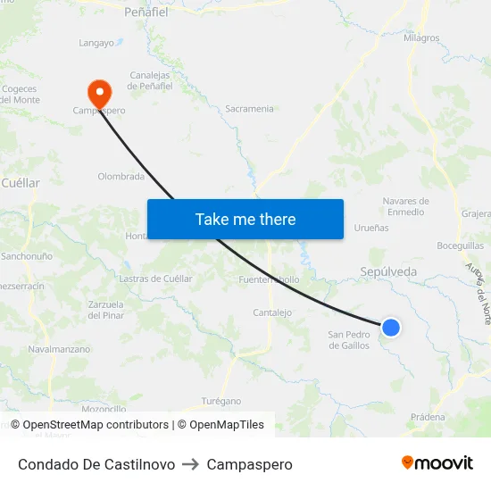 Condado De Castilnovo to Campaspero map