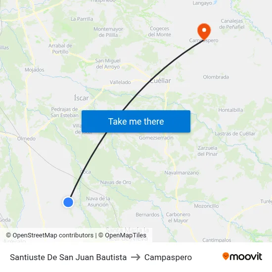 Santiuste De San Juan Bautista to Campaspero map