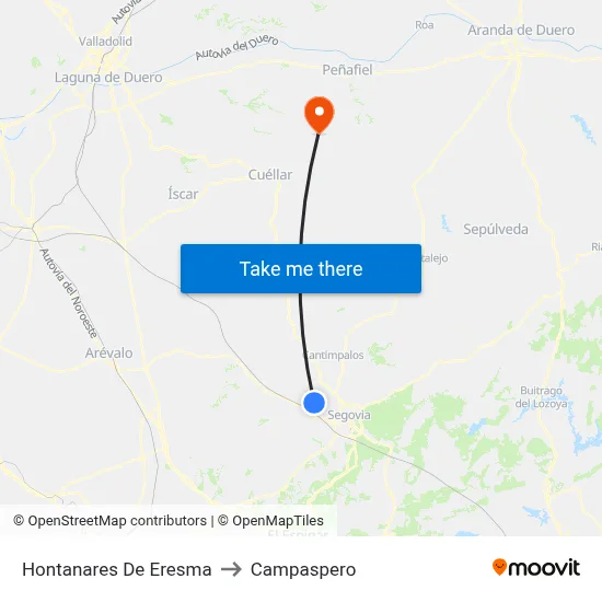 Hontanares De Eresma to Campaspero map