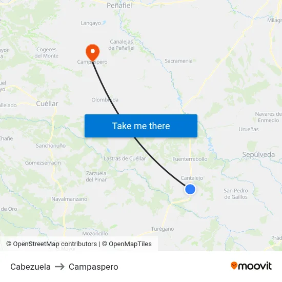 Cabezuela to Campaspero map