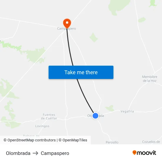 Olombrada to Campaspero map