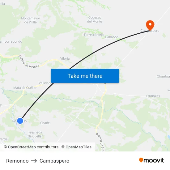 Remondo to Campaspero map