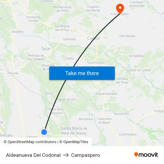 Aldeanueva Del Codonal to Campaspero map