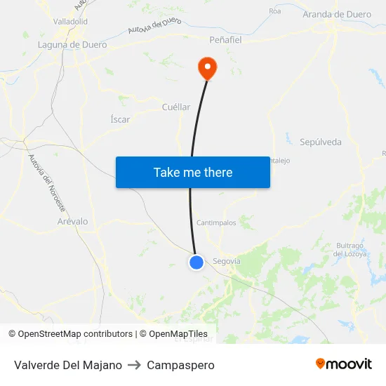 Valverde Del Majano to Campaspero map