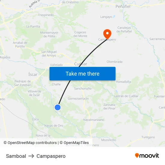 Samboal to Campaspero map