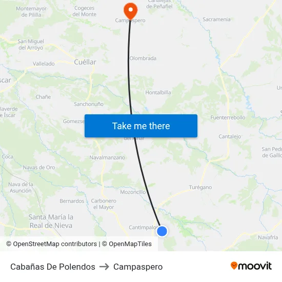 Cabañas De Polendos to Campaspero map