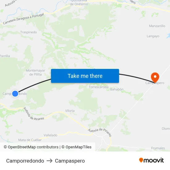 Camporredondo to Campaspero map