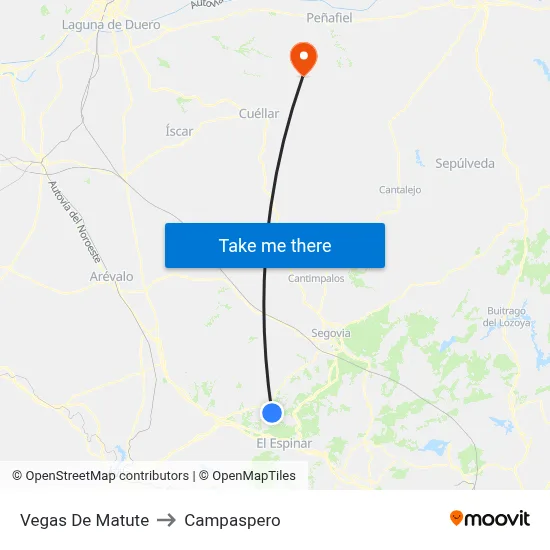Vegas De Matute to Campaspero map