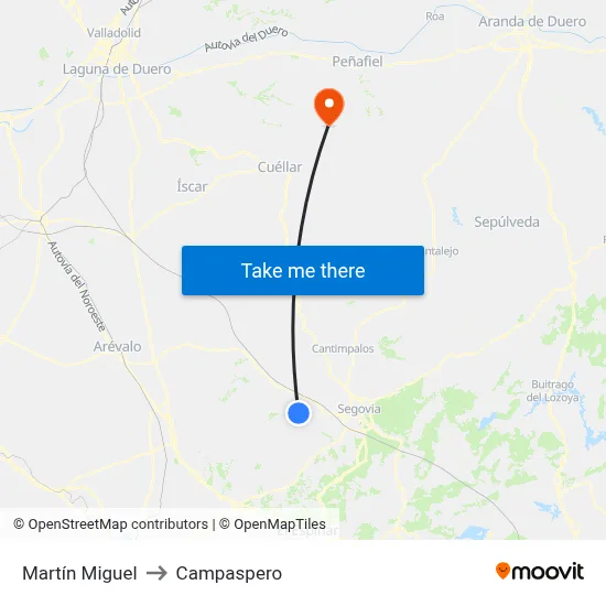 Martín Miguel to Campaspero map