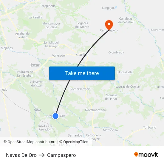 Navas De Oro to Campaspero map