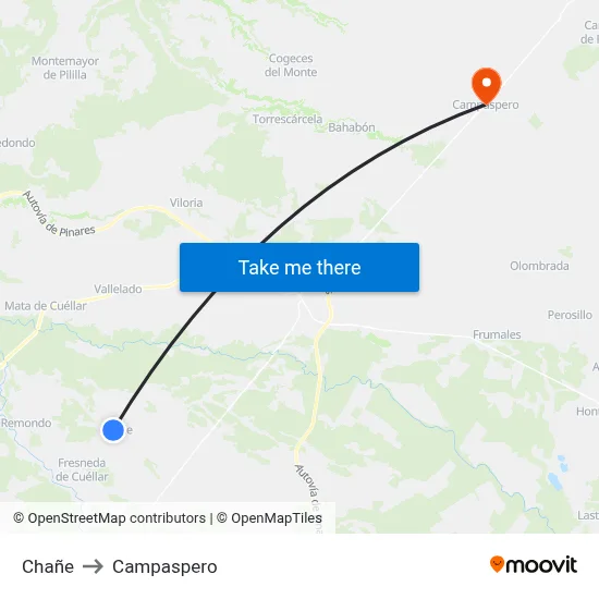 Chañe to Campaspero map