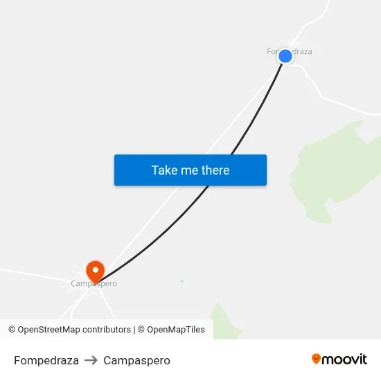 Fompedraza to Campaspero map
