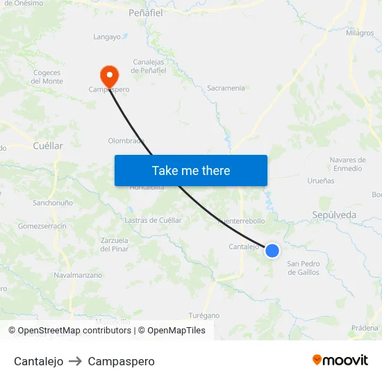 Cantalejo to Campaspero map