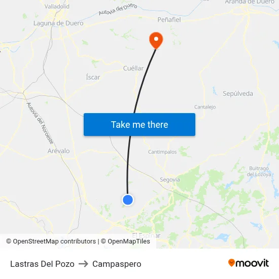 Lastras Del Pozo to Campaspero map