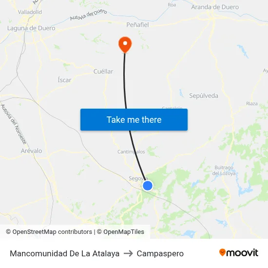Mancomunidad De La Atalaya to Campaspero map