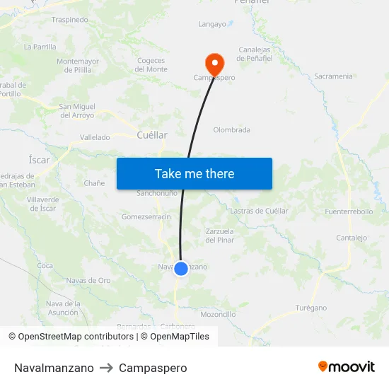 Navalmanzano to Campaspero map