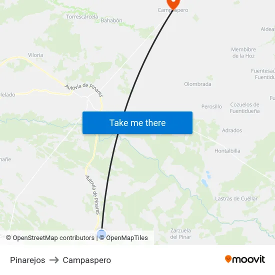 Pinarejos to Campaspero map