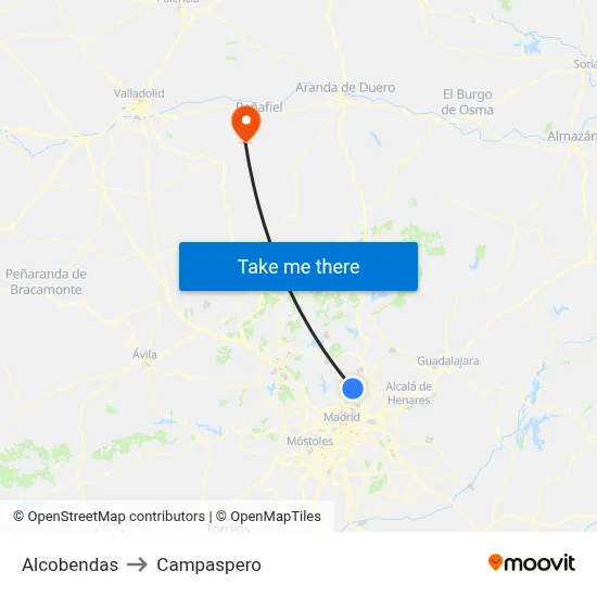Alcobendas to Campaspero map