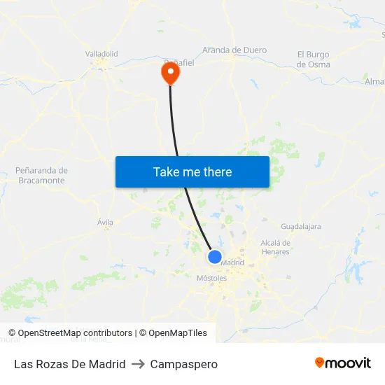 Las Rozas De Madrid to Campaspero map