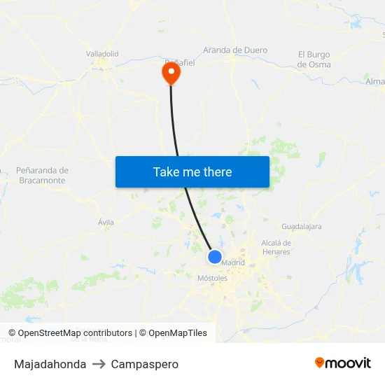Majadahonda to Campaspero map
