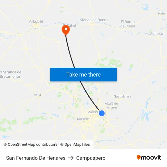 San Fernando De Henares to Campaspero map