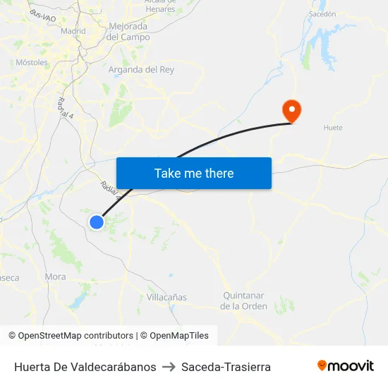 Huerta De Valdecarábanos to Saceda-Trasierra map