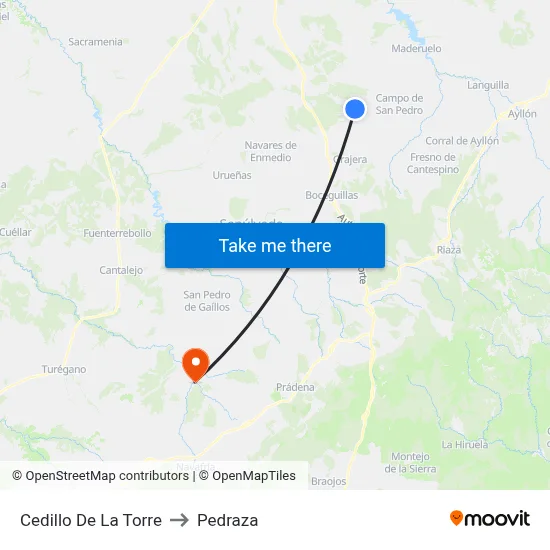 Cedillo De La Torre to Pedraza map