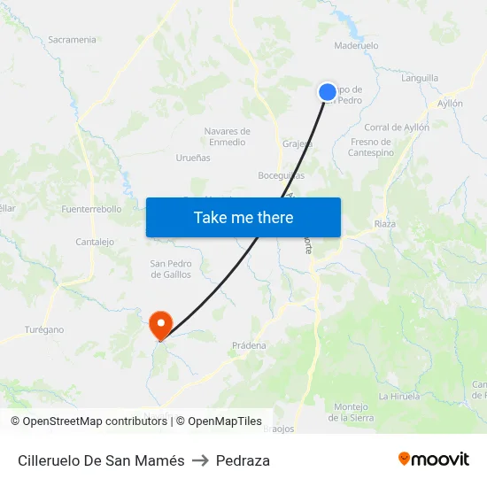 Cilleruelo De San Mamés to Pedraza map