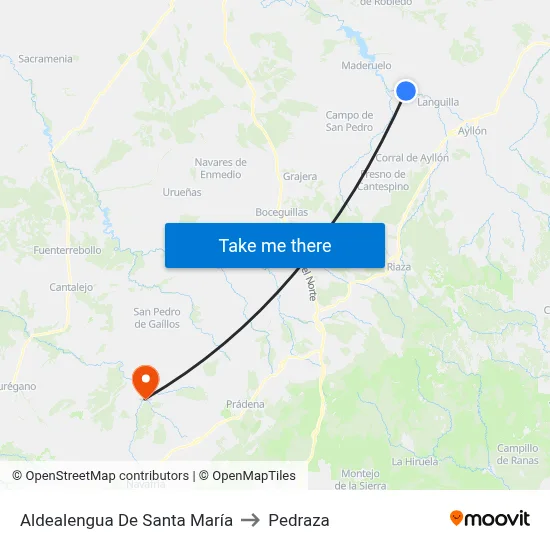 Aldealengua De Santa María to Pedraza map